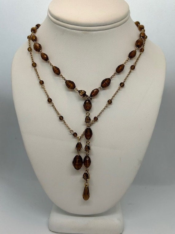 Pair of Vintage Brown Crystal Necklaces