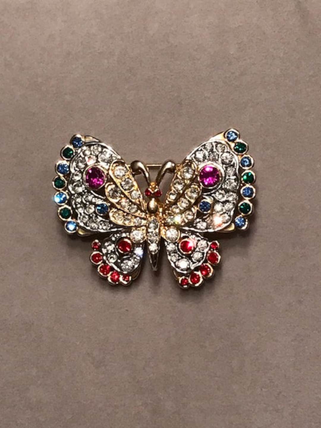 butterfly&pearl ଘ♡ଓaurora Butterfly Elegance Crystal and Pearl Brooch - Etsy Israel