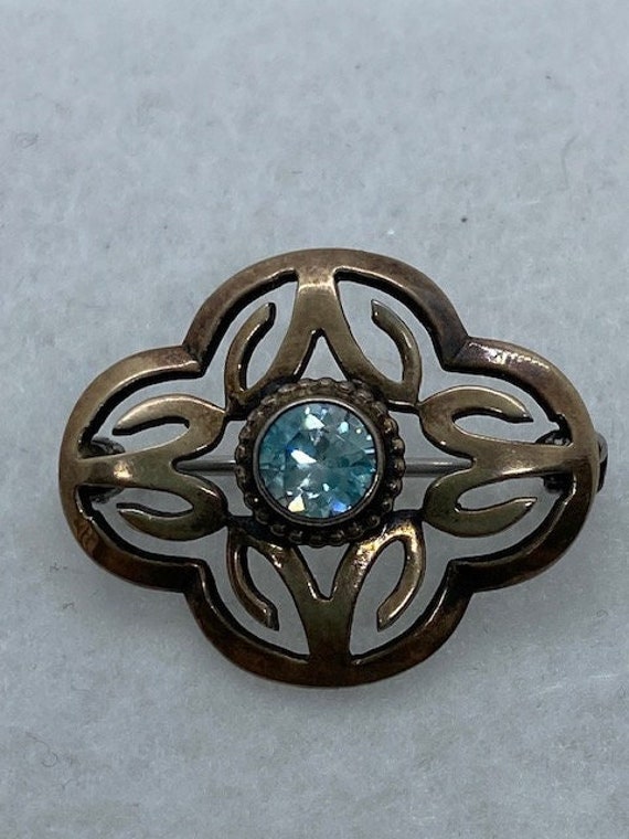 14K and Sterling Zircon Brooch