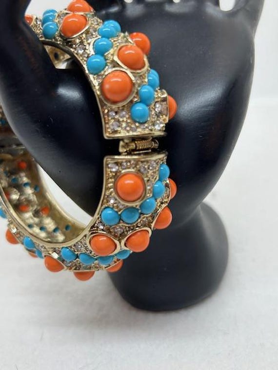Kenneth J Lane Coral and Turquoise Clamper Bracel… - image 6