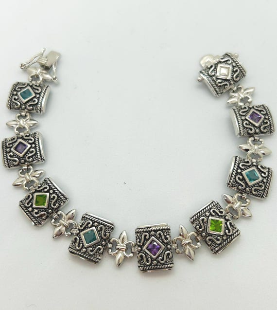 Semi-Precious Stone and Sterling Bracelet
