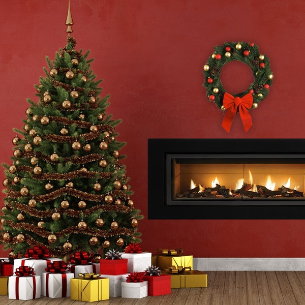 Faux fireplace, wall decal decor Bedroom, living room, family room, holiday decoration