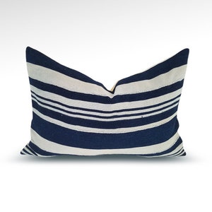 African, Mudcloth, Mud Cloth, Indigo, Vintage, Striped, Boho, Beachy, Coastal, Cottage, Farmhouse, Lumbar, Pillow Cover, Throw Pillow, 18x12
