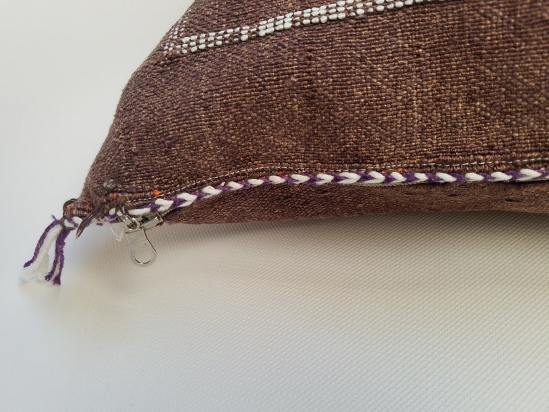 Pillow Cover, Embroidered, Moroccan, Cactus Silk, Sabra Silk, Brown, Southwest, Boho, Tribal, Throw Pillow, 21 x 19 image 2