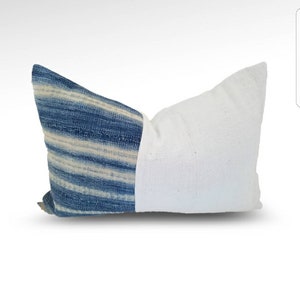 African, Mudcloth, Vintage, Indigo, Striped, Boho, Coastal, Farmhouse, Cottage, Lumbar, 18 x 12, Pillow Cover, Throw Pillow