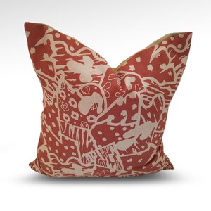 Galey & Lord, Vintage, Designer, Rust, Geometric, Boho, Mid-Century Modern, Modern, Pillow Cover, Throw Pillow, 18 x 18