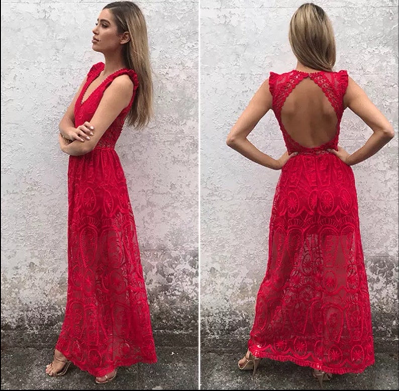 red lace romper dress