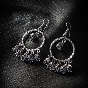 Silver Plated Twisted Hoops Rajasthani Earrings-Gypsy Jewelry-Bohem Design Earrings-Tribal Fusion Jewels-New Collection-Goddess Earrings
