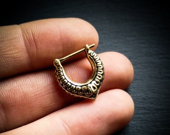 Brass Wavy Ethnic Pattern Thick Unisex Septum-New Co-1.2x8mm-Body Modification-Tribal Jewels-Tribal Fusion-Gypsy Jewels-Ethnic Jewels