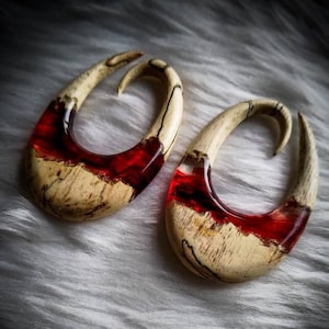 Tamarind Wood Epoxy Unisex Ears Hangers Ears Weight-8mm 0G-Stretched Ears-Hybrid Jewels-Body Modification-Light Weight-Epoxy Jewels-Boho