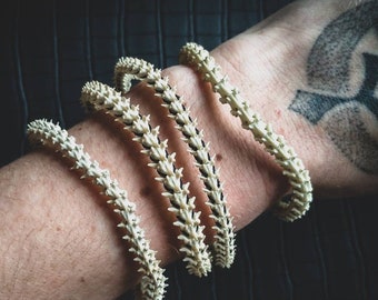 Unpolished Real Snake Bones Bracelet-Vertebras Jewelry-Taxidermy Jewelry-Tribal Jewelry-Boho Bracelet-Unisex-Macabre Jewels-New Collection