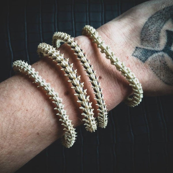 Unpolished Real Snake Bones Bracelet-Vertebras Jewelry-Taxidermy Jewelry-Tribal Jewelry-Boho Bracelet-Unisex-Macabre Jewels-New Collection