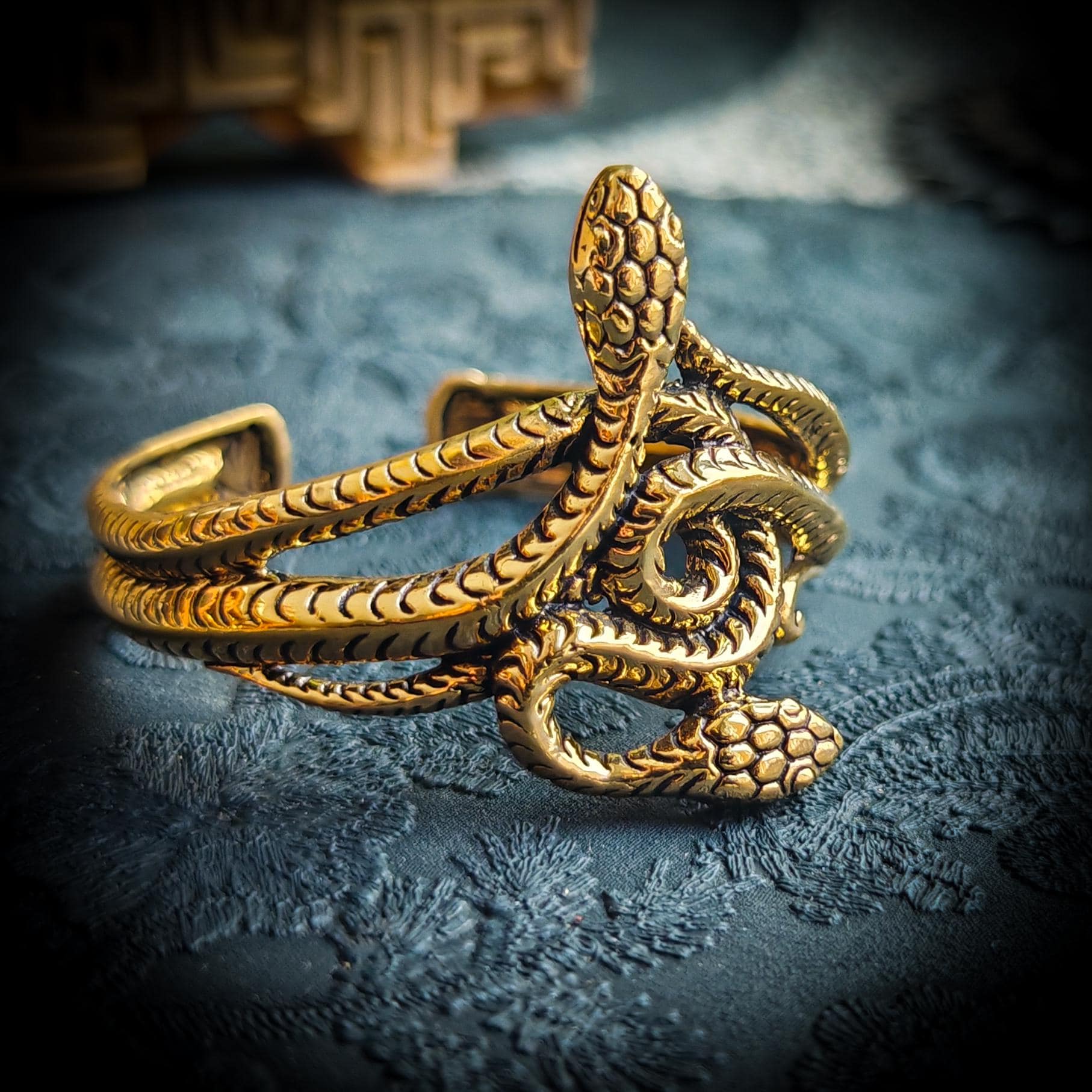 Brass Double Snake Unisex Free Size Bracelet-new Co-snake Design