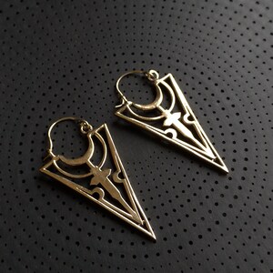 Triangle Geometric Silver Plated Earrings- Boho Jewels- Ethnic- Geometric Pattern- New Collection-Gothic-Underground Jewelry-Witch Earrings image 2