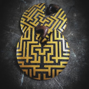 Labyrinth Narra Wood Earrings- 8mm- 0ga- New Collection-Slow Fashion-Geometric Pattern Jewelry-Organic-Boho-Tribal Jewelry-Body Modif