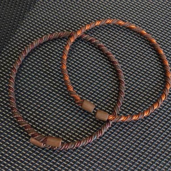 Twisted Copper-Brass Free Size Bracelet-Ghana Jewelry-Ankle or Arm-Boho Jewelry-Unisex-Tribal Jewels-African Handmade-Traditional-Boho