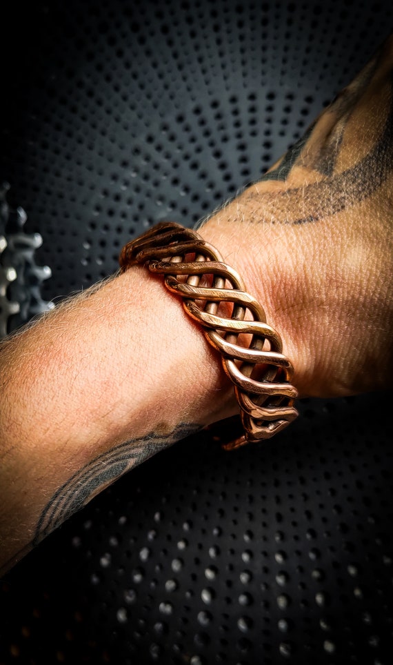 Braided Copper Celtic Pattern Inspired Unisex Free Size Bracelet