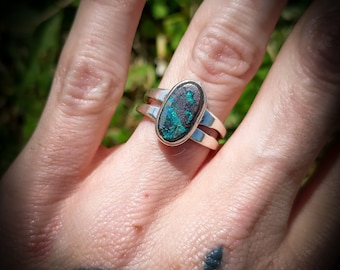 Silver 925 Flashy Opal Boulder Unisex Free Size Ring-Silversmith-Silver Jewels-Opal Jewels-Unique-Boho Jewels-Precious Gem-New Collection