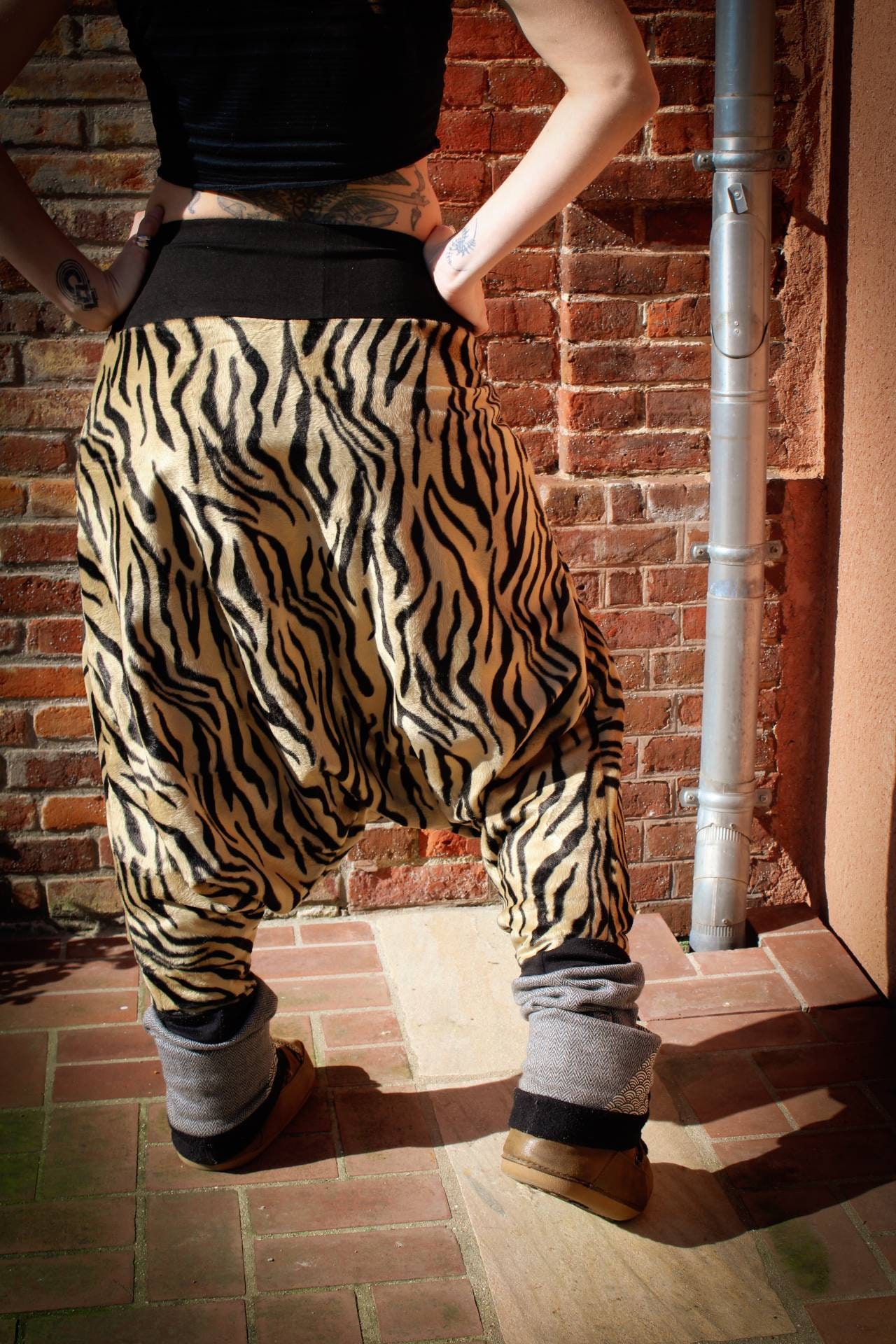 P*様 syte eco beaver SAROUEL PANTS Unique Tiger Synthetic Fur Sarouel Baggy Pants-elastic Belt