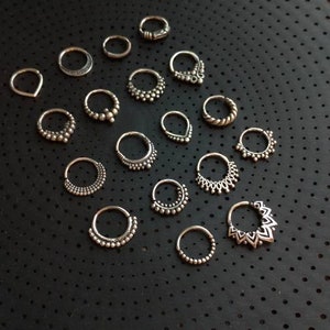 Zilveren 925 septums helix tragus daith neusgatencollectie lichaamssieraden - 1,2 x 10 mm - 1,2 x 8 mm - etnische sieraden - piercingcollectie - tribal - boho