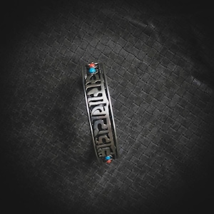 Nepali Sanskrit Mantra Bracelet Bangle - Adjustable size - Lapis Lazuli Turquoise Red Coral Beads Colors- Buddhism-Zen - Peaceful-Boho
