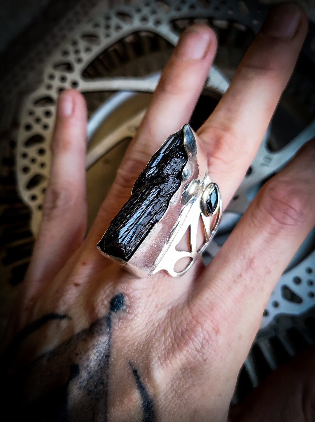 Ring Aus 925er Sterlingsilber Und Quadratischem Onyx, Handgefertigter Schmuck, Größe 53, Ideal Für Den Kleinen Finger