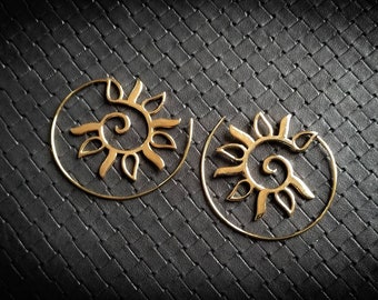 Brass Spiral Leaf Design Earrings-Pixies Jewelry-Boho Earrings-Fantasy Inspiration-Organic Design Jewelry-New-Spiral Earrings-Boho Jewels