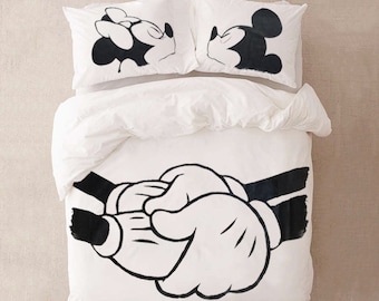 Romantic Disney Bedding for Couples gift for Her Duvet Cover with Mickey mouse Disney bedding gift for Couple Wedding gift Anniversary gift