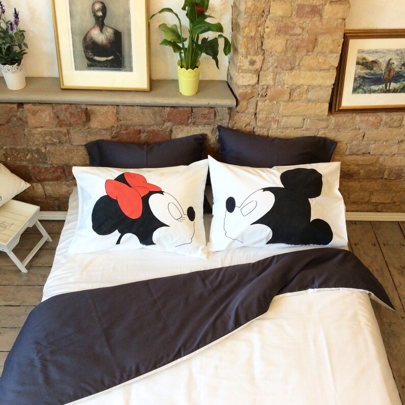 Disney Mickey And Minnie Wedding Gift Couple Pillowcases His Hers Gifts Idea Bedding Cotton Anniversary