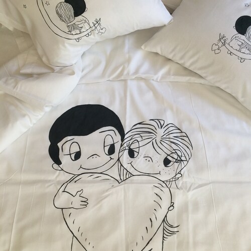 Love is... bedding set romantic gifts for him valentines gift for her shops cotton anniversary gift for couple gift for bridal shower king queen