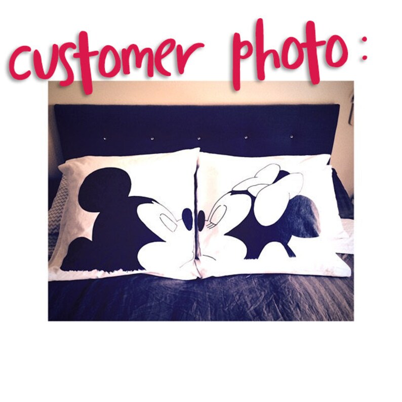 Mickey and Minnie Couple pillowcases Disney wedding his and hers gifts idea Disney bedding cotton anniversary gift engagement gift