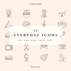 Everyday Planner Line Icon Set,EPS Stickers,Everyday Objects,Daily Schedule,Logo element,Clip Art PNG sticker,Routine Instagram highlight
