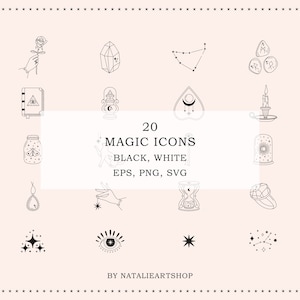 Magic icon set/Mystical icon package/Witchcraft illustration/Esoteric clipart/Instagram story highlights/Logo elements/Celestial clipart SVG