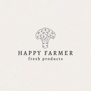 Broccoli premade logo design-Vegetable-Vegan-Farm logo-Garden logo-Farmers market-Farming Veggies-Gardening-Eco illustration-Organic-Food