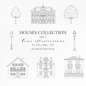Illustration de maison SVG/Chalet Line PNG/Maison des cliparts/Icône de la propriété/Immobilier de l'immeuble/Église EPS/Maison au bord du canal/Utilisation commerciale/Villa clip art