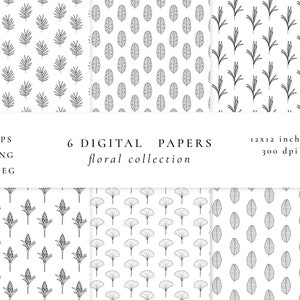 Digital Paper Set/Floral Seamless Patterns/Scrapbook paper pack/Digital Background/Printable Paper Set/Botanical Pattern Set/Commercial use