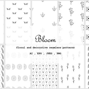 Bloom - florale & dekorative Muster.  Florales Digitales Papier Pack. Florales nahtloses Muster. Scrapbook. Verpackung und Wickelpapier.