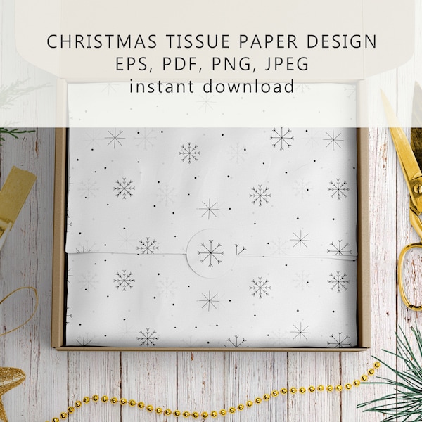 Digital Christmas Tissue Paper Design/Festive Tissue Paper/Product Wrapping Paper PDF/Packaging Design/Branding Stationery/New Year Pattern
