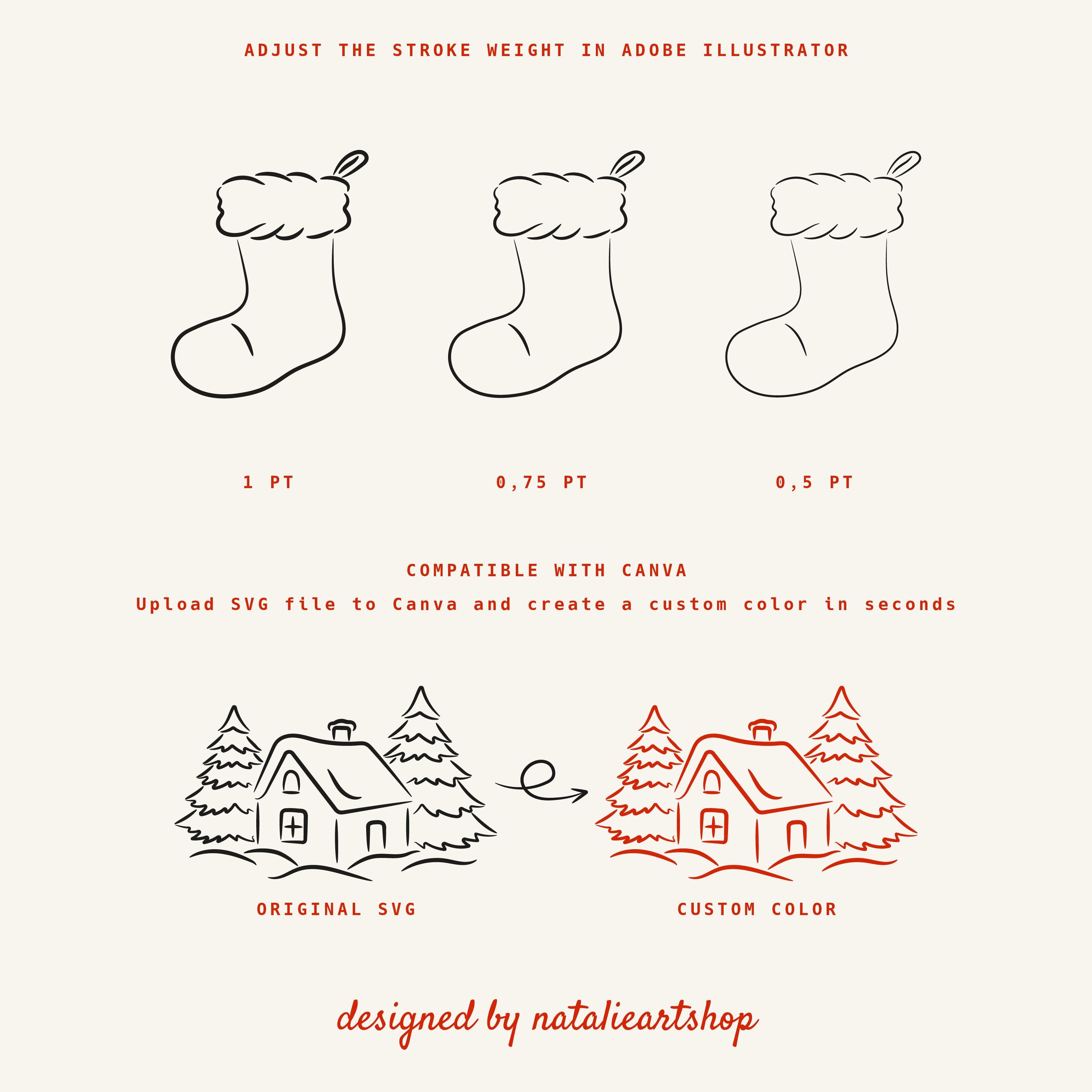 Christmas Line Art Clipart Set | Hand Drawn Holiday Doodles ...