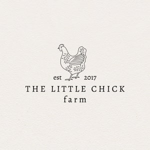 Premade hen logo-Chicken logo-Chick logo-Farm watermark-Farmers market-Farming- Line Logo-Outline logo-Hand drawn logo-Customizable logo