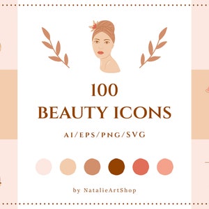 Beauty icon set/Spa icon package/Cosmetic illustration/Skincare clipart/Instagram story highlight/Logo elements/Beauty salon icons/Self care