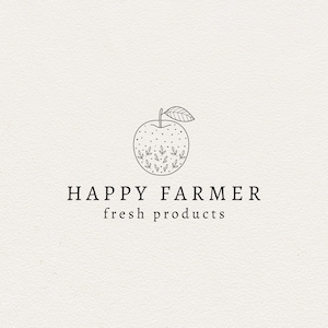 Apple premade logo design-Fruit logo-Vegan logo-Farm logo-Garden logo-Farmers market-Farming-Veggies-Gardening-Eco illustration-Organic-Food