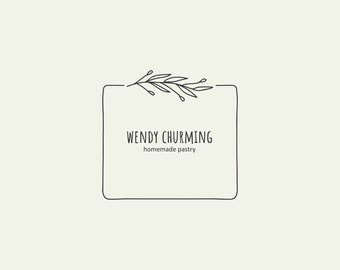 Premade Logo Custom Logo Wedding Botanical Leaf Floral Blogger Photography Organic Minimal Logo Hand Drawn Logo Premade Brand Design