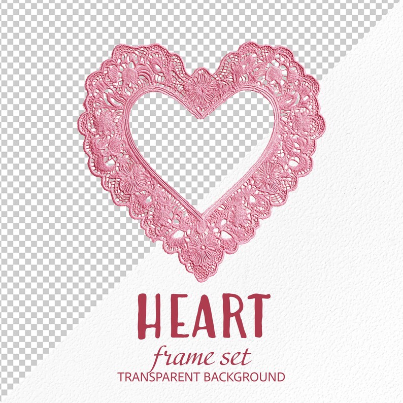 Pink Heart Frames Clipart Bundle | Lace, Fuzzy & Fur Hearts PNG Collage ...