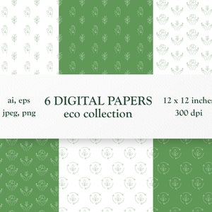 Digitales Papier Set Eco/ Digitales Seidenpapier Design/Seamless Muster Nachhaltiges/Bio Geschenkpapier/Umweltfreundliches Papier/Verpackungsdesign
