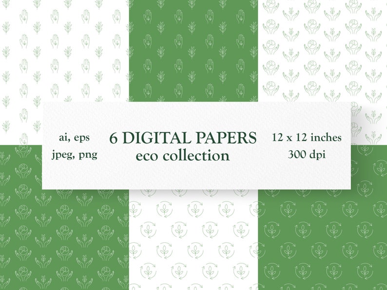 Digital Paper Set Eco/ Digital Tissue Paper Design/seamless Pattern ...