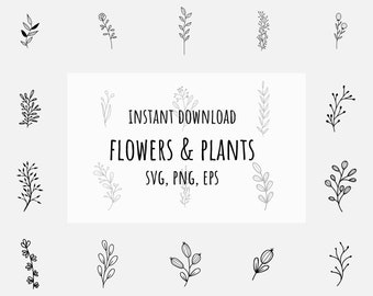 May include: A set of 12 black and white line drawings of flowers and plants. The drawings are simple and elegant, and they would be perfect for use in a variety of projects, such as invitations, cards, and website designs.