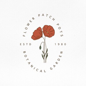 Premade Poppy Botanical Logo Branding Floral Design Logo Photography Florist Brand Identity Organic Business Logo Flower Elegant Logo Design