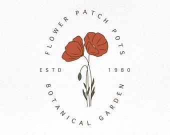 Premade Poppy Botanical Logo Branding Floral Design Logo Photography Florist Brand Identity Organic Business Logo Flower Elegant Logo Design