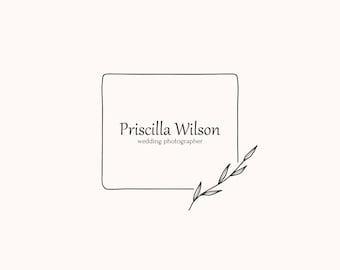 Premade Logo Custom Logo Wedding Botanical Leaf Floral Blogger Photography Organic Minimal Logo Hand Drawn Logo Premade Brand Design